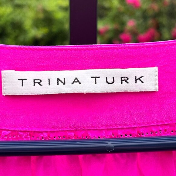 Trina Turk 100% Silk Pink Balloon Sleeve Tunic Top Size L - Picture 3 of 7